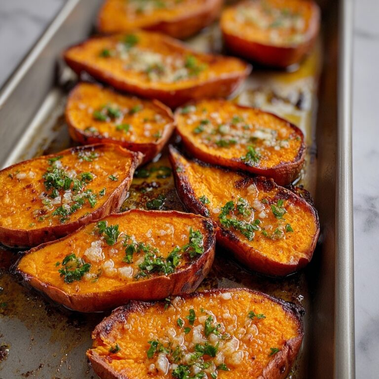 Garlic Butter Roasted Sweet Potatoes Recipe