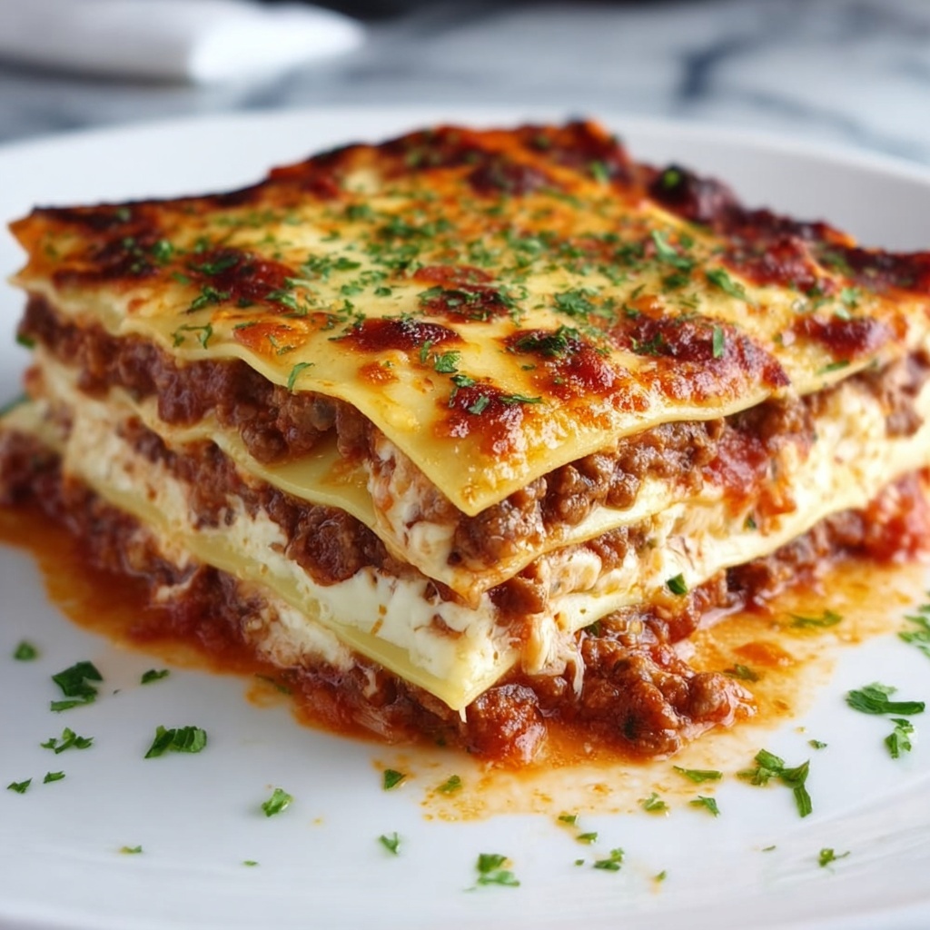 Homemade Classic Lasagna with Savory Meat Sauce and Cheese Recipe - Recipe Image