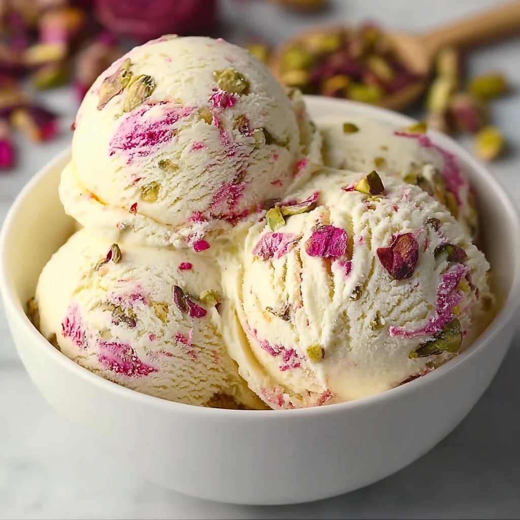 Rose Pistachio Cheesecake Ice Cream Recipe - Recipe Image