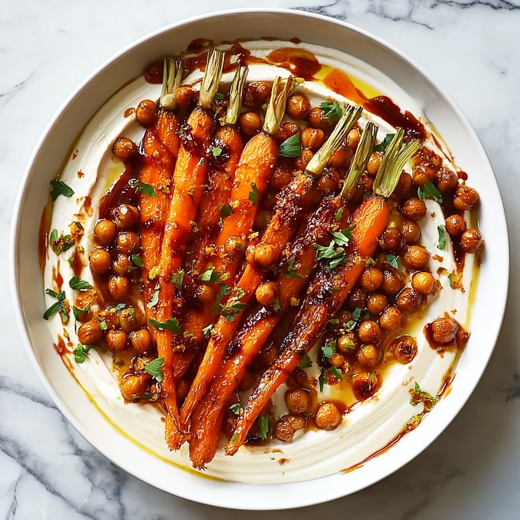 Spicy Maple Roast Carrots with Crispy Chickpeas and Yogurt Sauce Recipe - Recipe Image