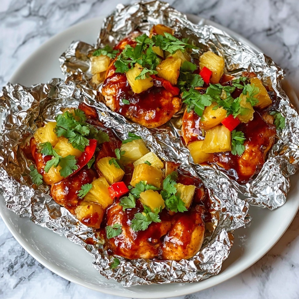 Hawaiian BBQ Chicken Pineapple Foil Packets Recipe - Recipe Image