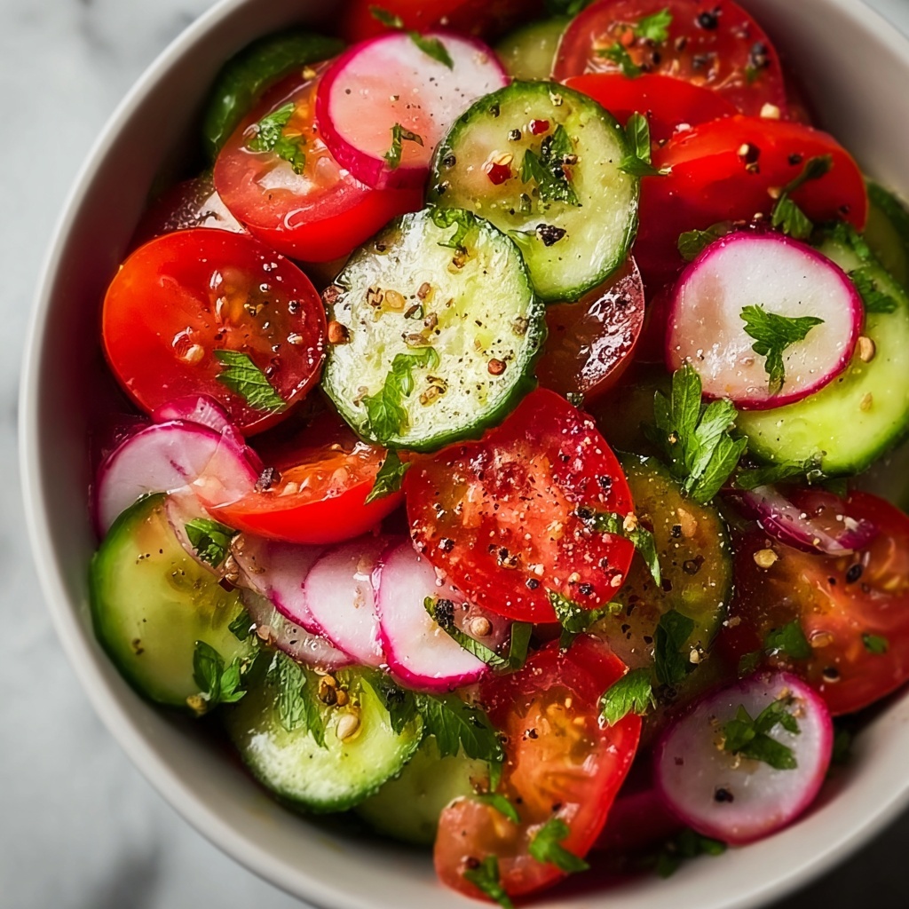 Cucumber and Tomato Salad with Parsley, Sesame Seeds, and Red Pepper Flakes Recipe - Recipe Image