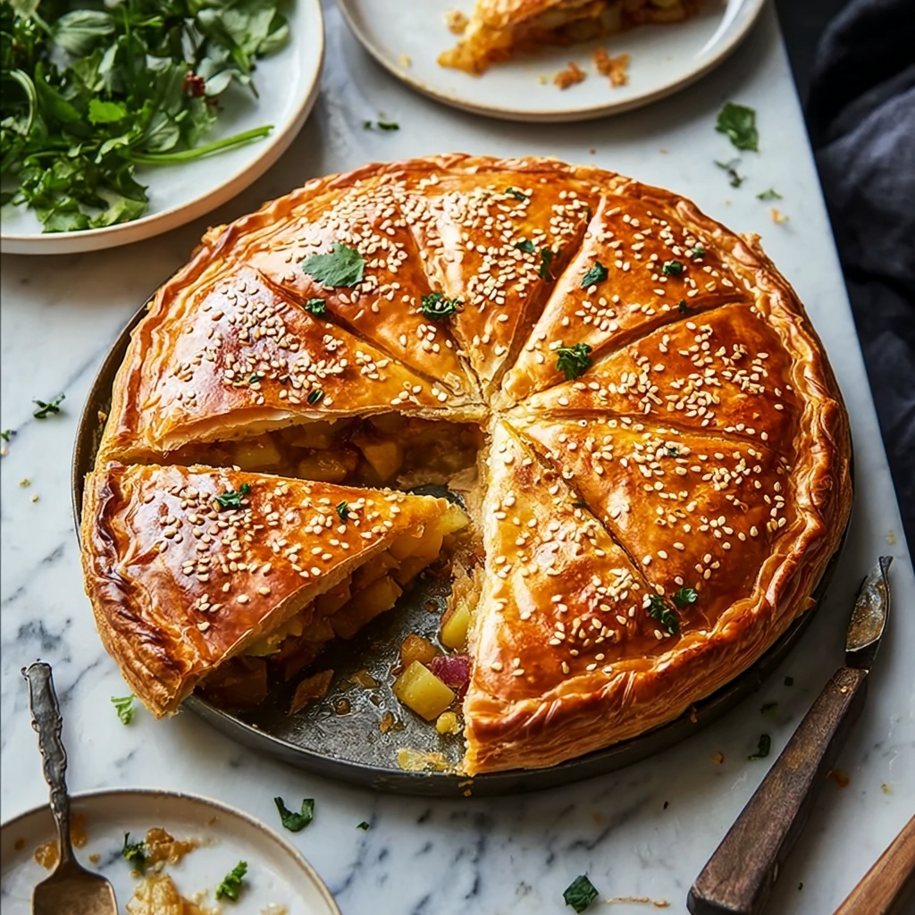 Samosa Pie with Spiced Chicken and Potatoes Recipe - Recipe Image