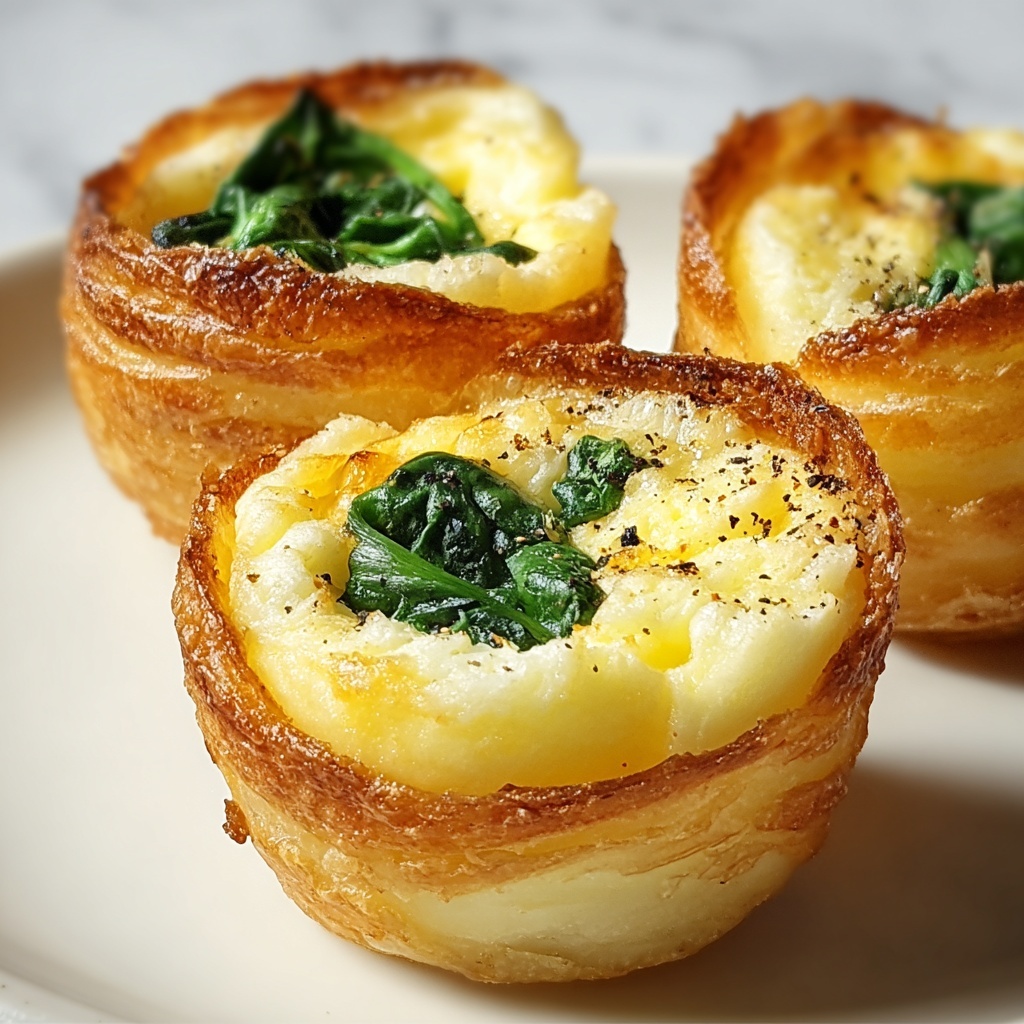 Spinach & Egg Soufflé in Potato Puff Cups Recipe - Recipe Image