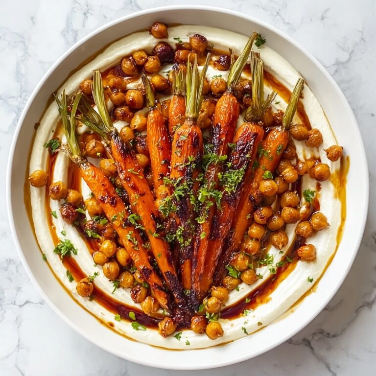 Spicy Maple Roast Carrots with Crispy Chickpeas and Yogurt Sauce Recipe