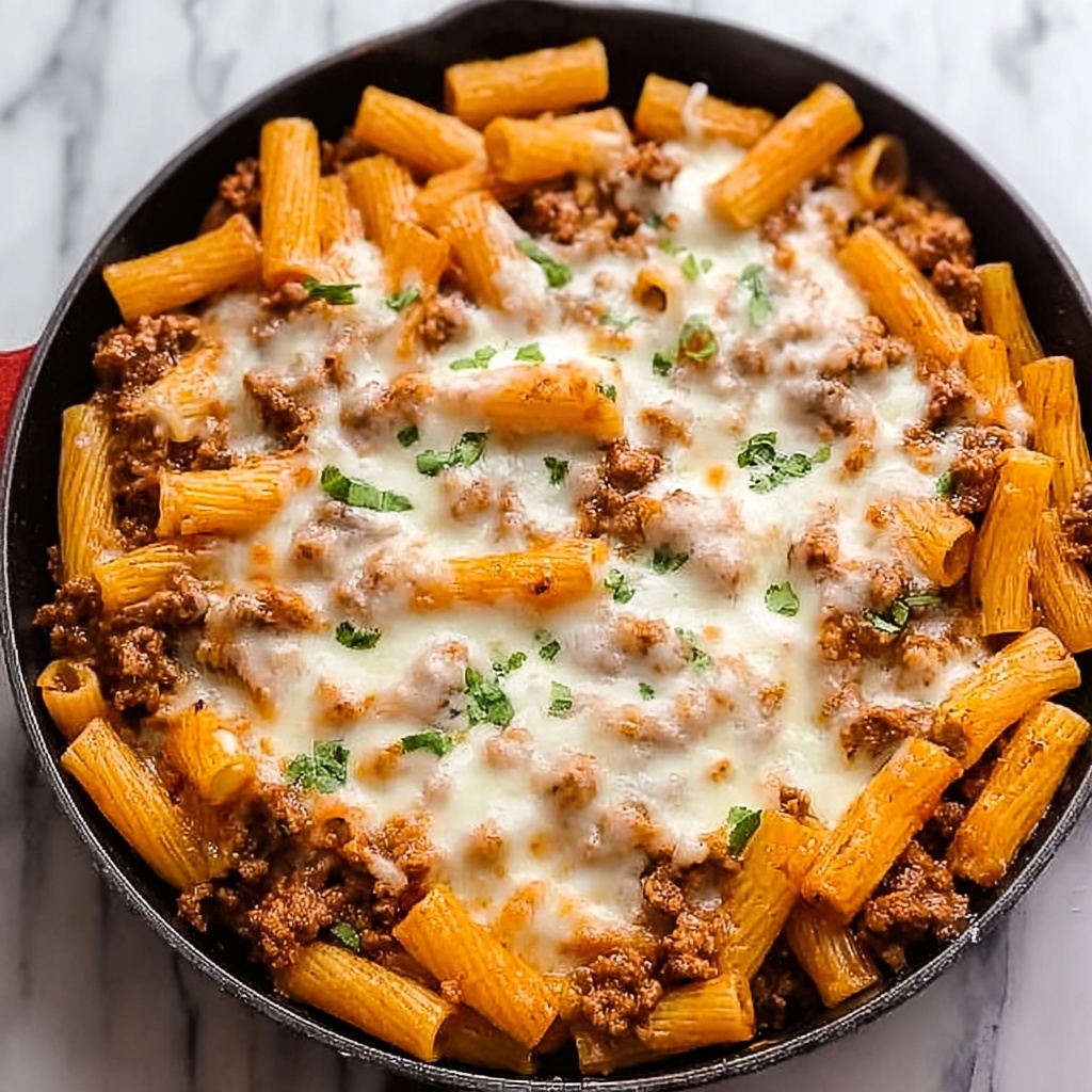 Cheesy Ground Beef Pasta Skillet Recipe - Recipe Image