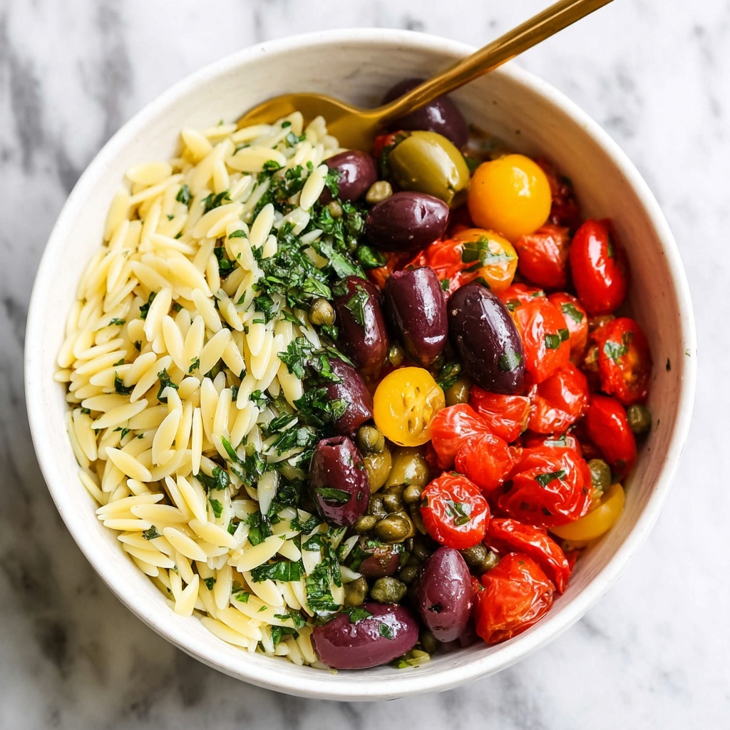 Orzo Pasta Salad with Cherry Tomatoes, Artichokes, Kalamata Olives, and Chicken Recipe - Recipe Image