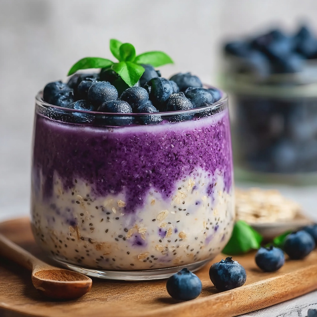Blueberry Cheesecake Overnight Oats Recipe - Recipe Image