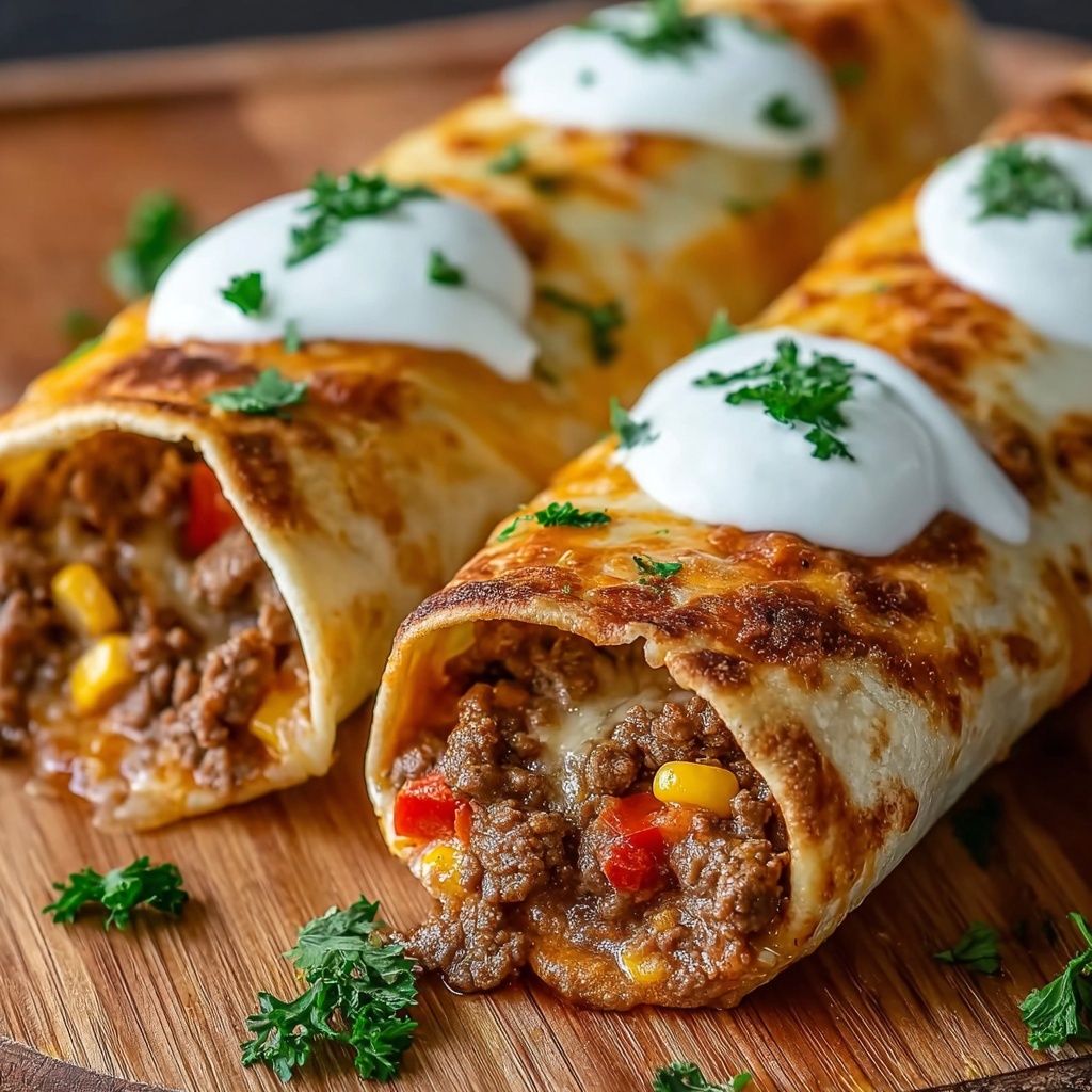 Beef and Cheese Chimichangas Recipe - Recipe Image