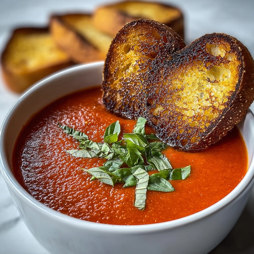 Creamy Tomato Basil Soup with Sourdough Dippers Recipe - Recipe Image