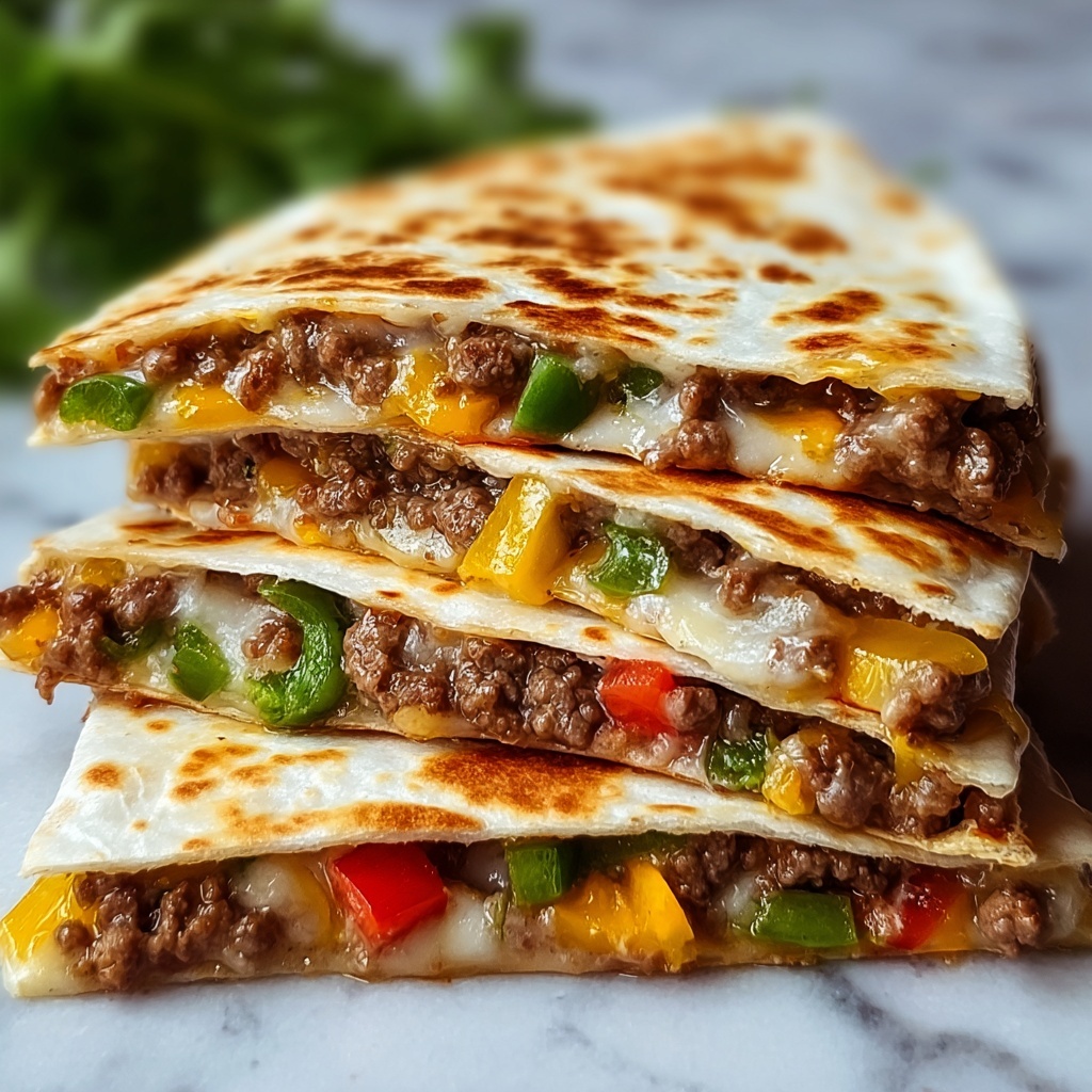 Cheesy Ground Beef & Veggie Quesadillas Recipe - Recipe Image