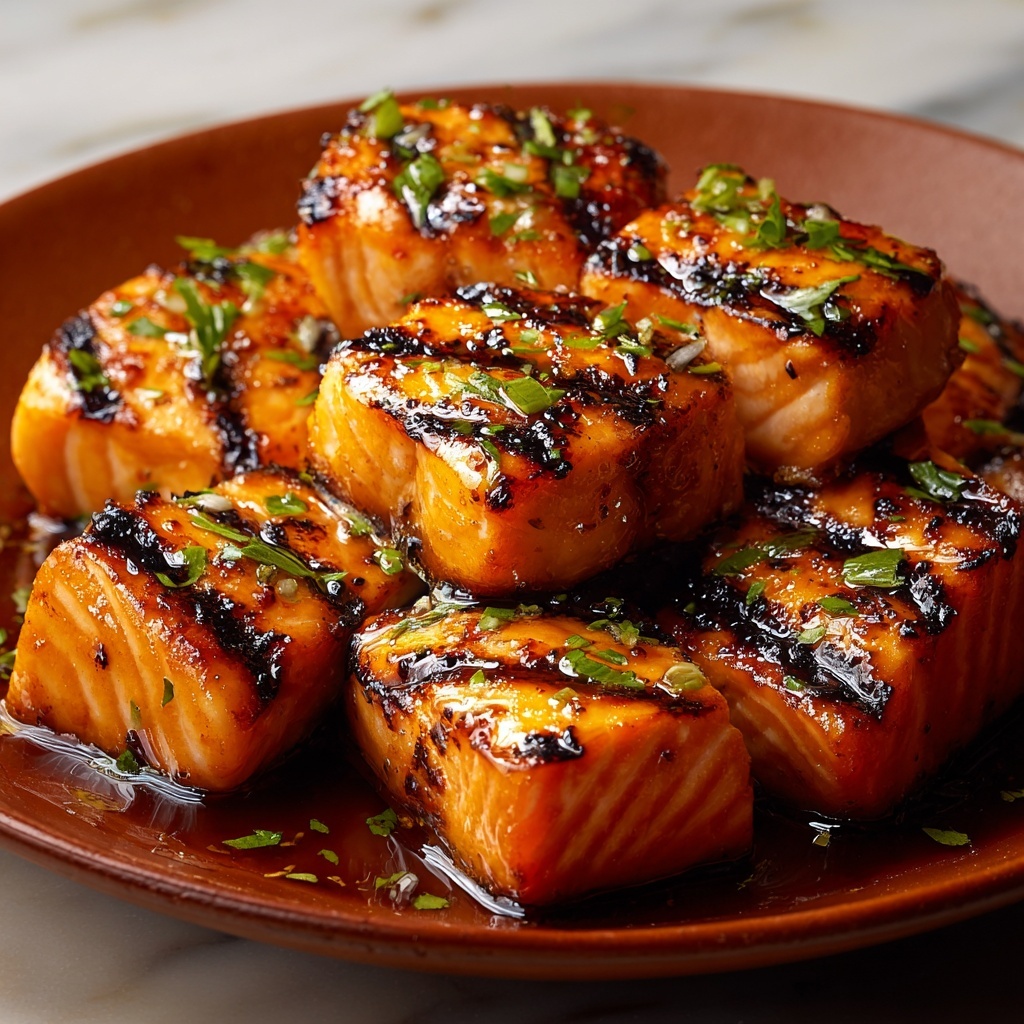 Honey Butter Garlic Glazed Salmon Bites Recipe - Recipe Image