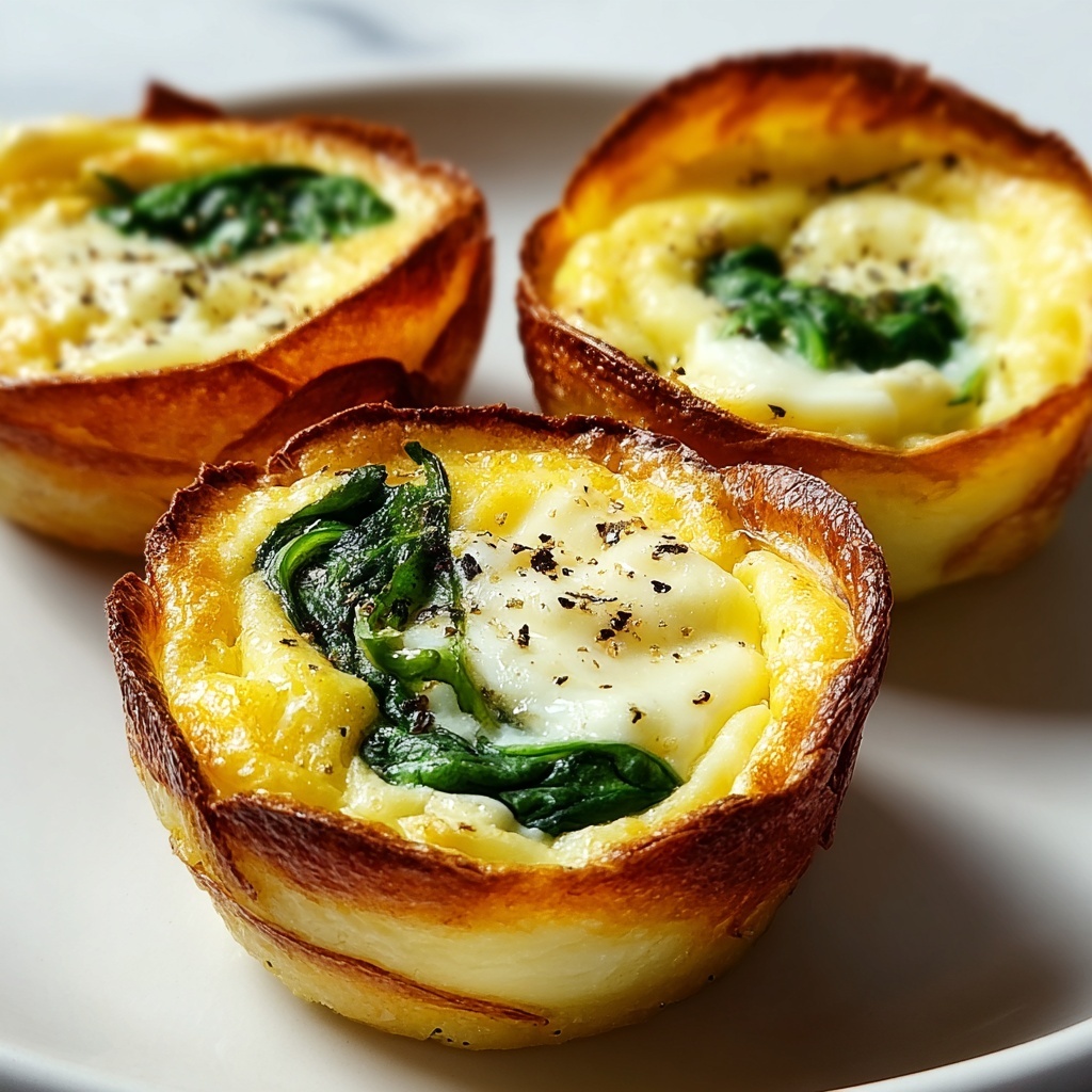 Spinach & Egg Soufflé in Potato Puff Cups Recipe - Recipe Image
