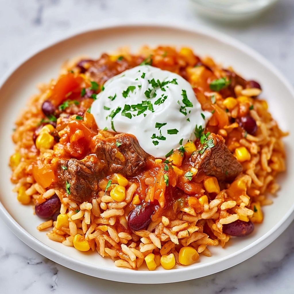 Mexican Rice Casserole with Ground Beef, Black Beans, and Cheese Recipe - Recipe Image