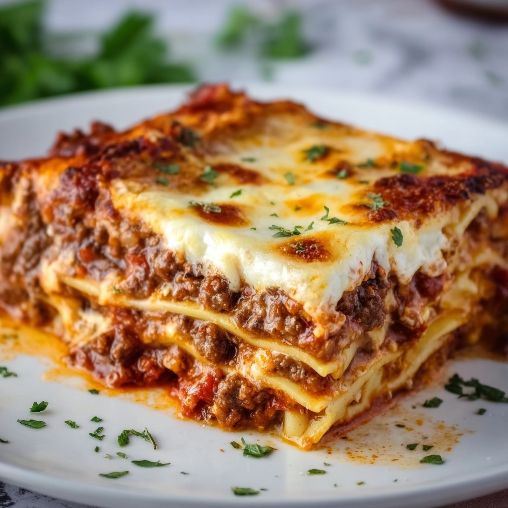 Homemade Classic Lasagna with Savory Meat Sauce and Cheese Recipe - Recipe Image