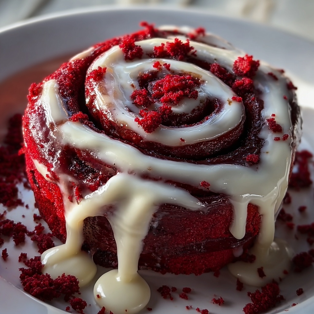 Red Velvet Cinnamon Rolls with Cream Cheese Frosting Recipe - Recipe Image