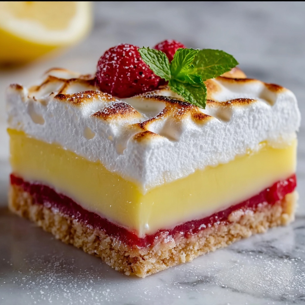 Lemon Pie Bars with Strawberry Meringue Recipe - Recipe Image