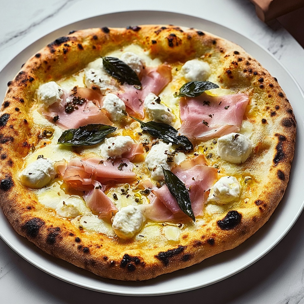 White Pizza with Prosciutto & Hot Honey Recipe - Recipe Image