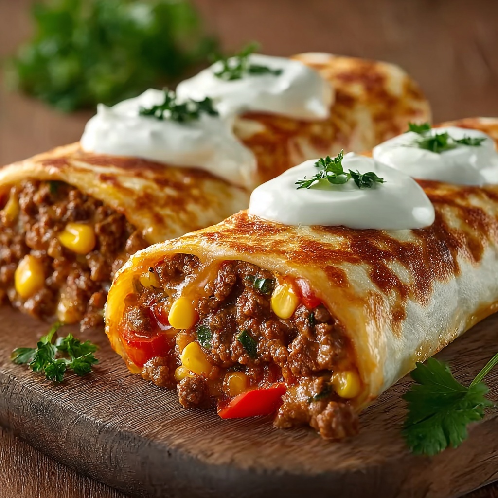 Beef and Cheese Chimichangas Recipe - Recipe Image