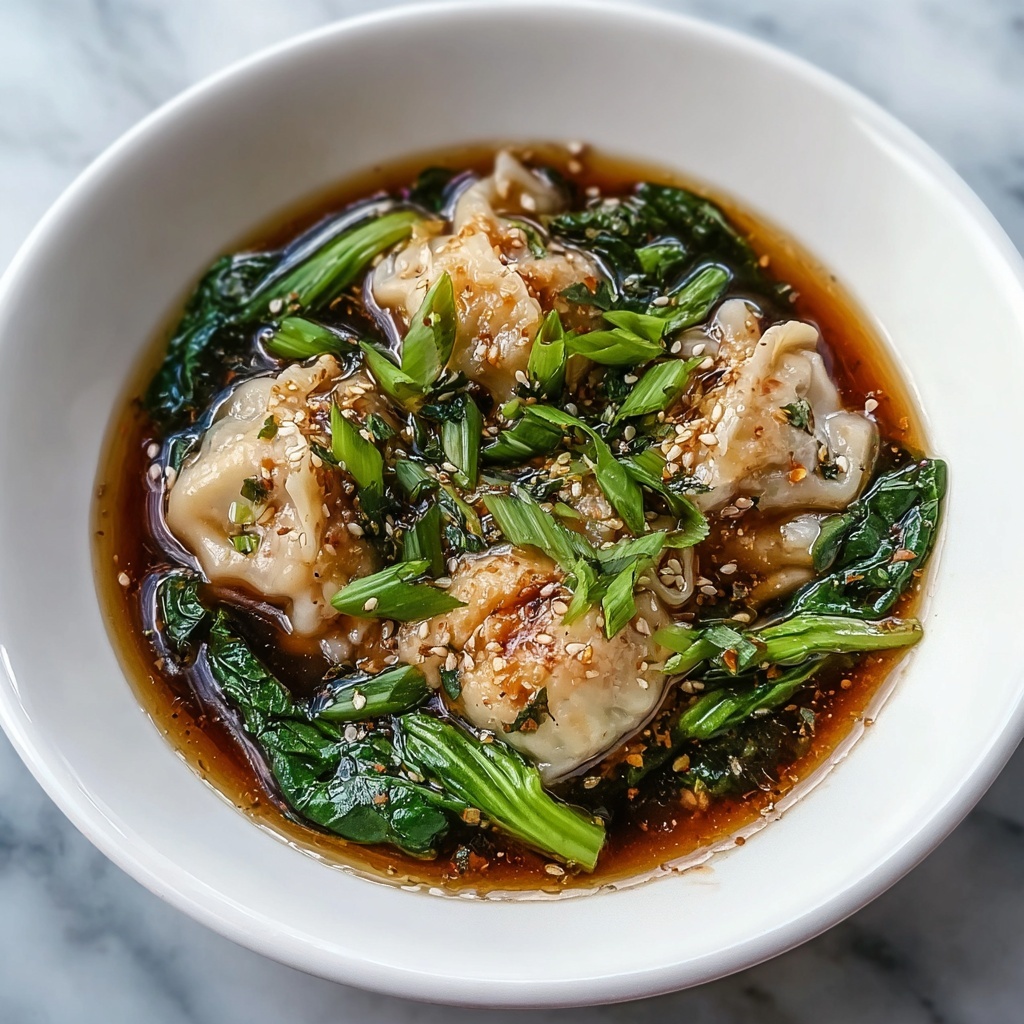 Asian Dumplings in Spicy Ginger Bok Choy Broth Recipe - Recipe Image