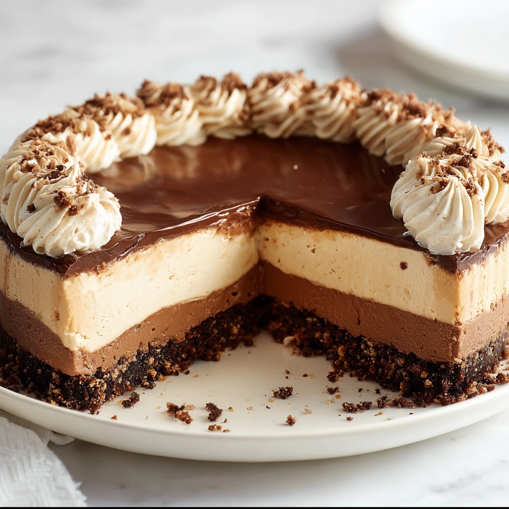 No-Bake Chocolate Peanut Butter Cheesecake Recipe - Recipe Image