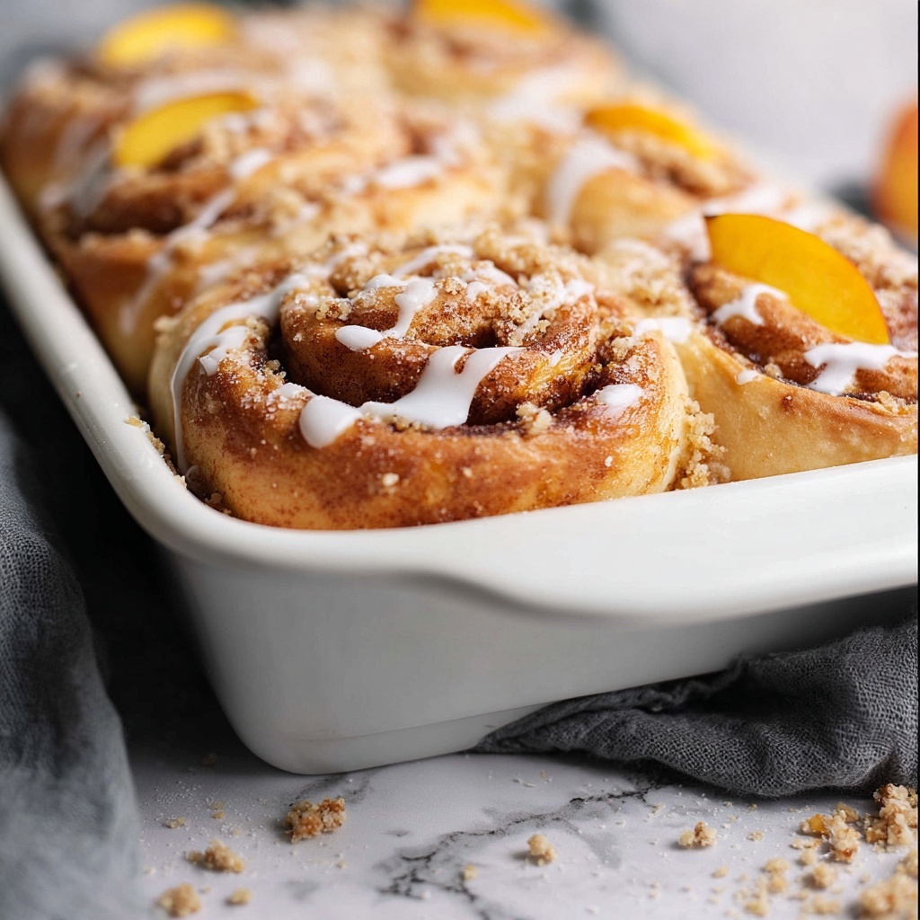 Peach Cobbler Cinnamon Rolls Recipe - Recipe Image