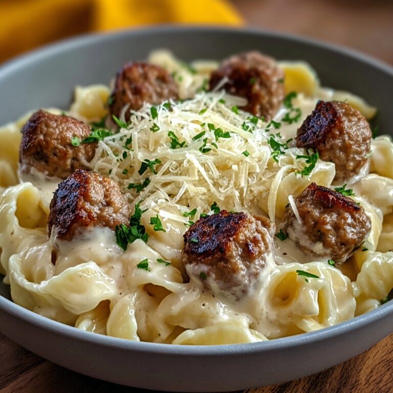 Garlic Butter Sausage Bites with Creamy Parmesan Pasta Recipe