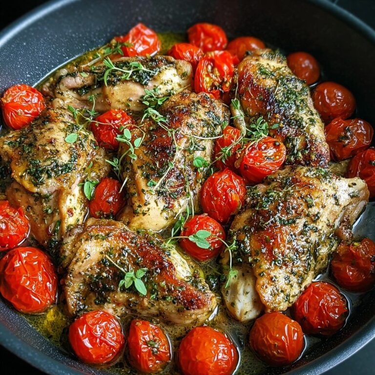 Creamy Pesto Chicken with Roasted Tomatoes Recipe