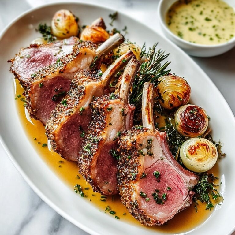 Garlic Roasted Rack of Lamb with Butter Sauce Recipe