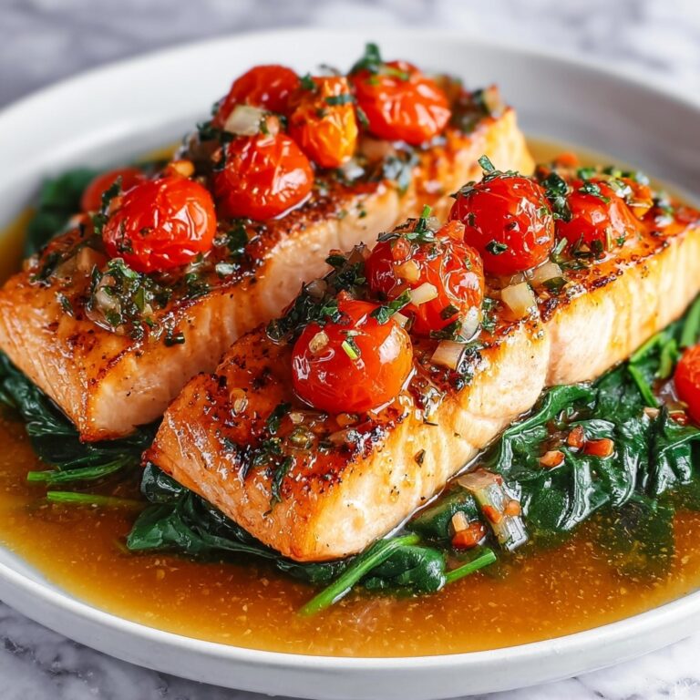 Tuscan Garlic Salmon with Spinach and Tomato Recipe