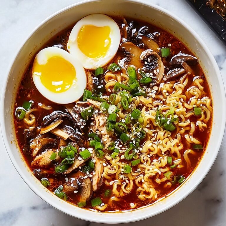 Spicy Chicken Ramen Soup with Soft-Boiled Eggs Recipe