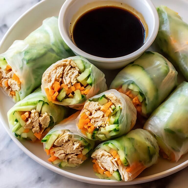 Chicken Spring Rolls with Basil, Vegetables, and Sweet Chili Dipping Sauce Recipe