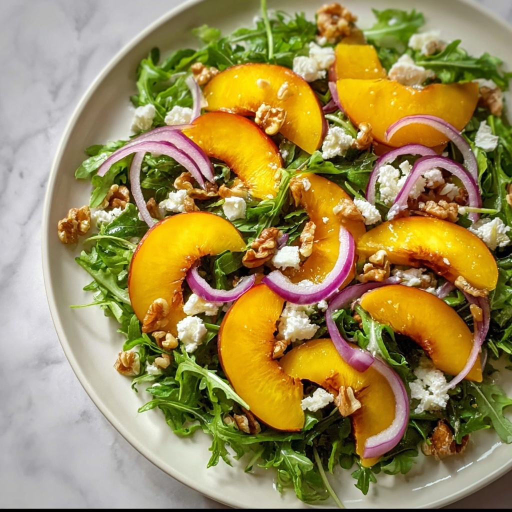 Peach Arugula Salad with Goat Cheese and Toasted Pecans Recipe - Recipe Image