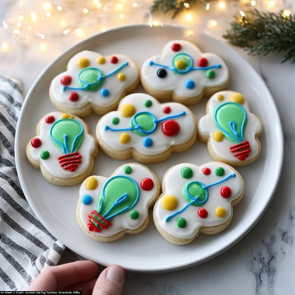 Christmas Lights Royal Icing Sugar Cookies Recipe - Recipe Image