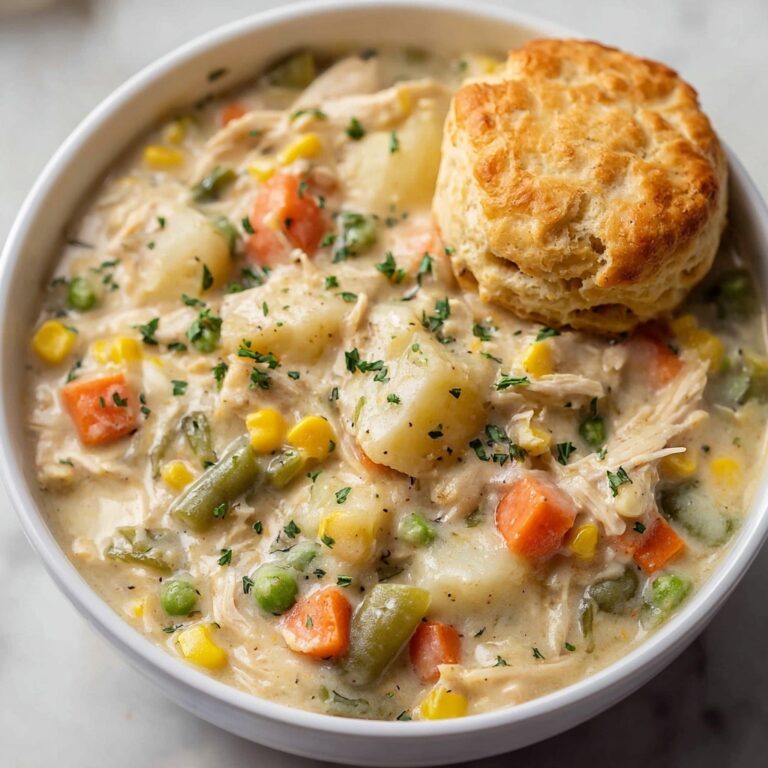 Crockpot Chicken Pot Pie with Fluffy Biscuit Topping Recipe
