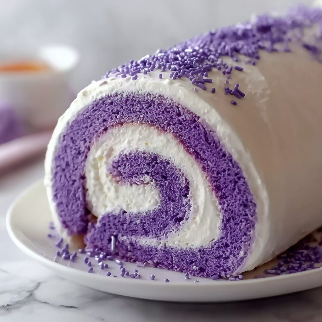 Ube Roll Cake with Cream Cheese Frosting Recipe - Recipe Image