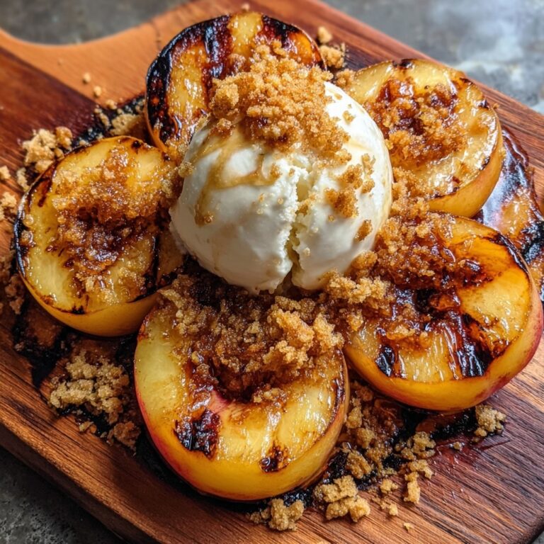 Grilled Peaches with Vanilla Ice Cream and Nuts Recipe