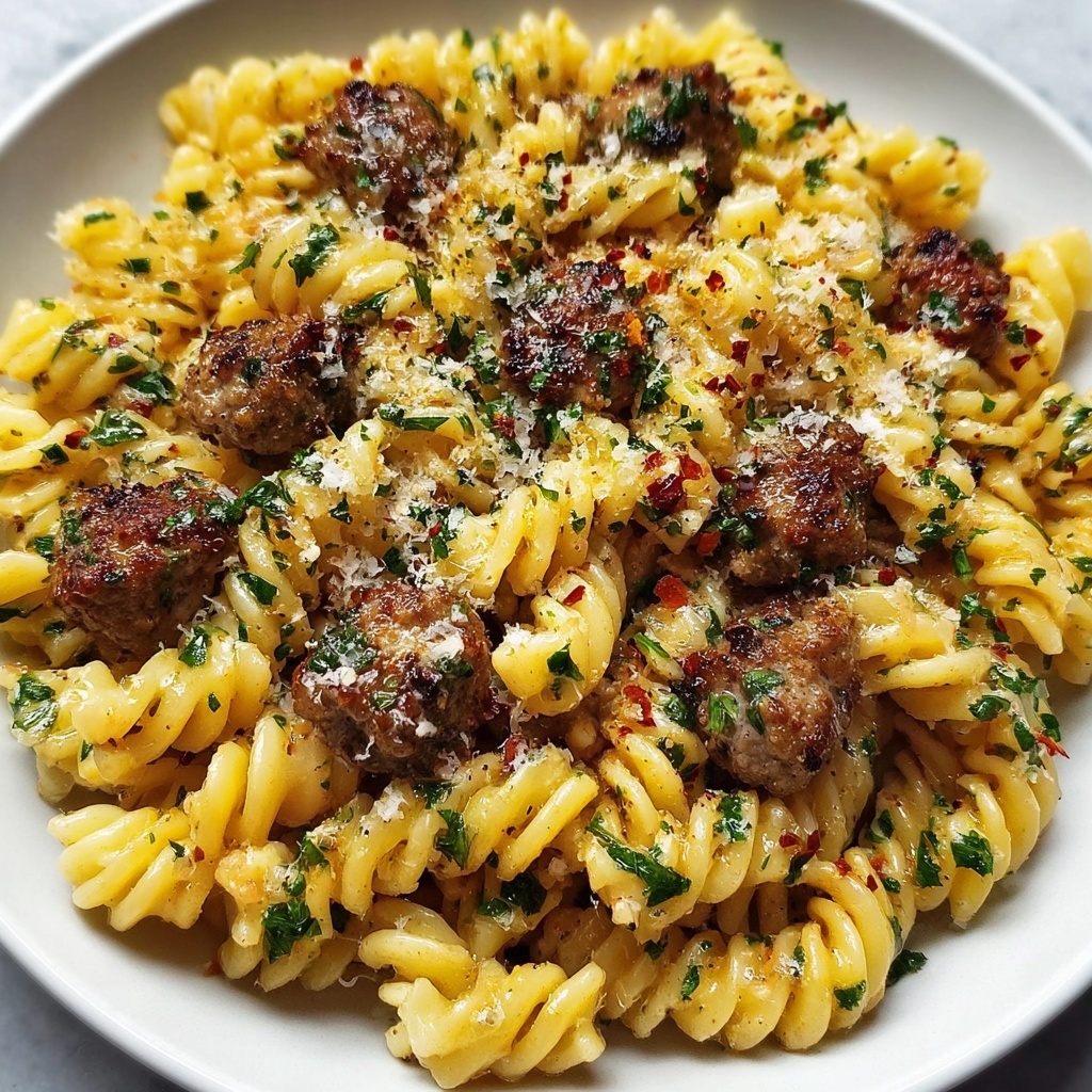 Garlic Butter Sausage Pasta Recipe - Recipe Image