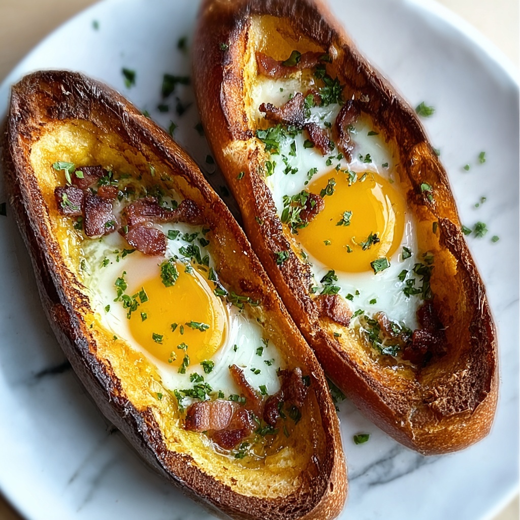 Pork-Free Baked Egg Boats: A Hearty Breakfast Delight Recipe - Recipe Image