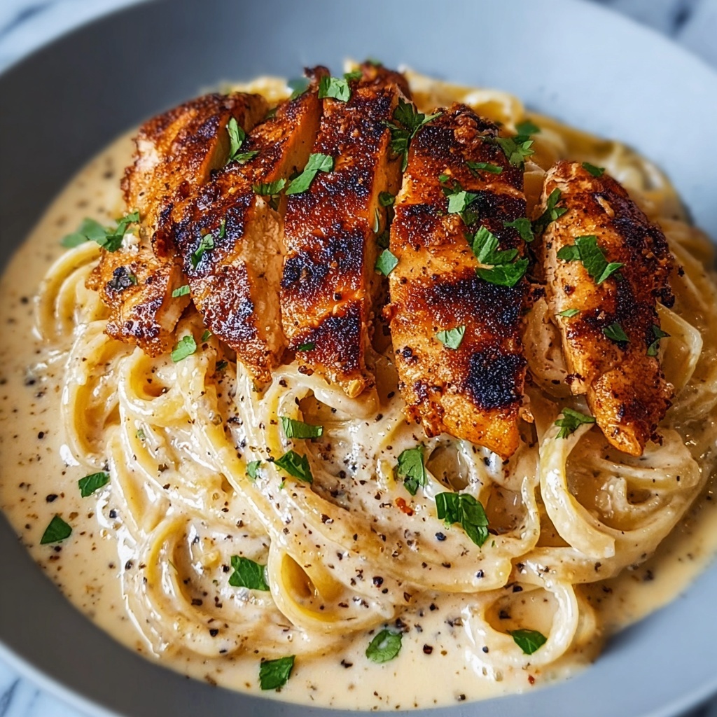 Cajun Chicken with Creamy Parmesan Linguine Pasta Recipe - Recipe Image