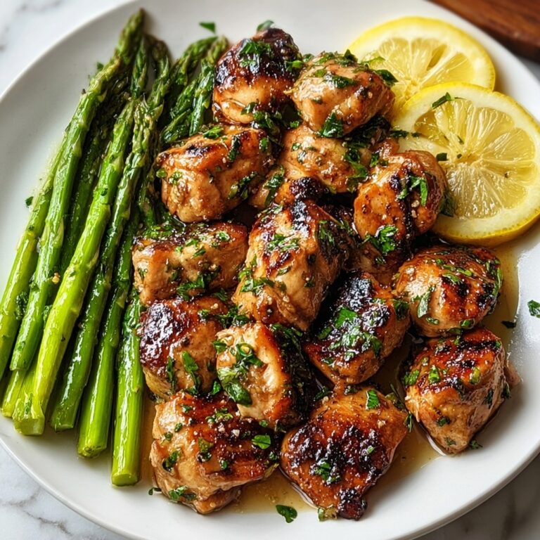 Garlic Butter Chicken Bites with Asparagus Recipe