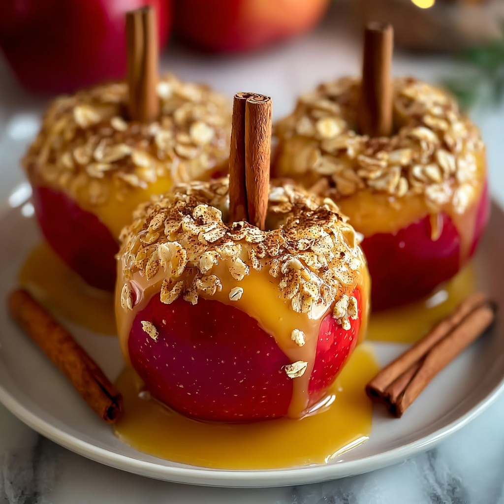 Cinnamon Oatmeal Stuffed Apples with Vanilla Custard Sauce Recipe - Recipe Image