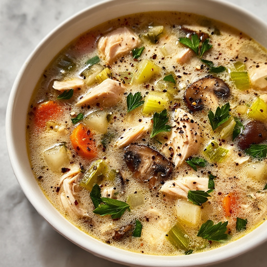 Easy Chicken, Mushroom & Leek Soup Recipe - Recipe Image