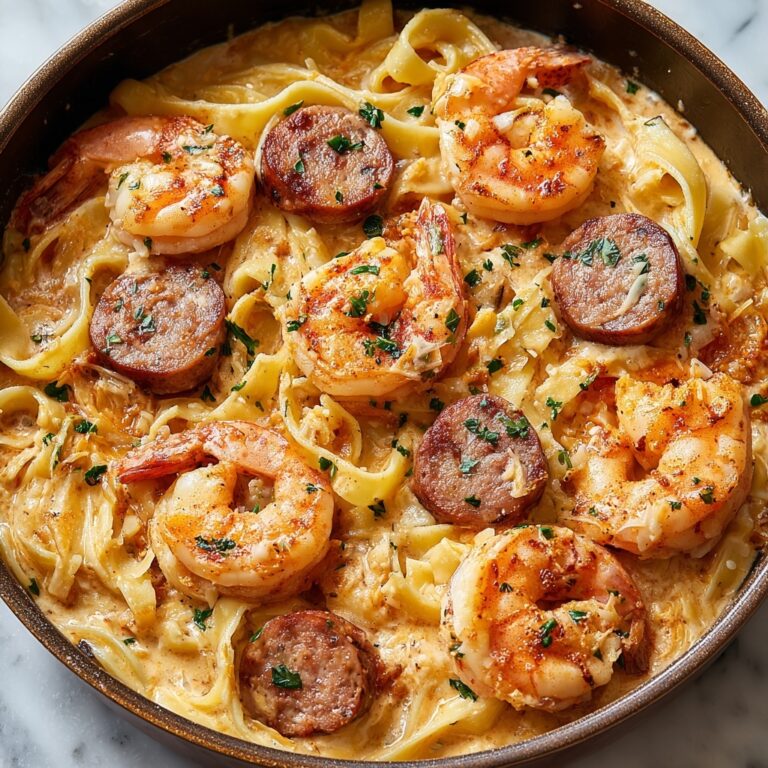 Garlic Butter Shrimp and Sausage Skillet Pasta Recipe