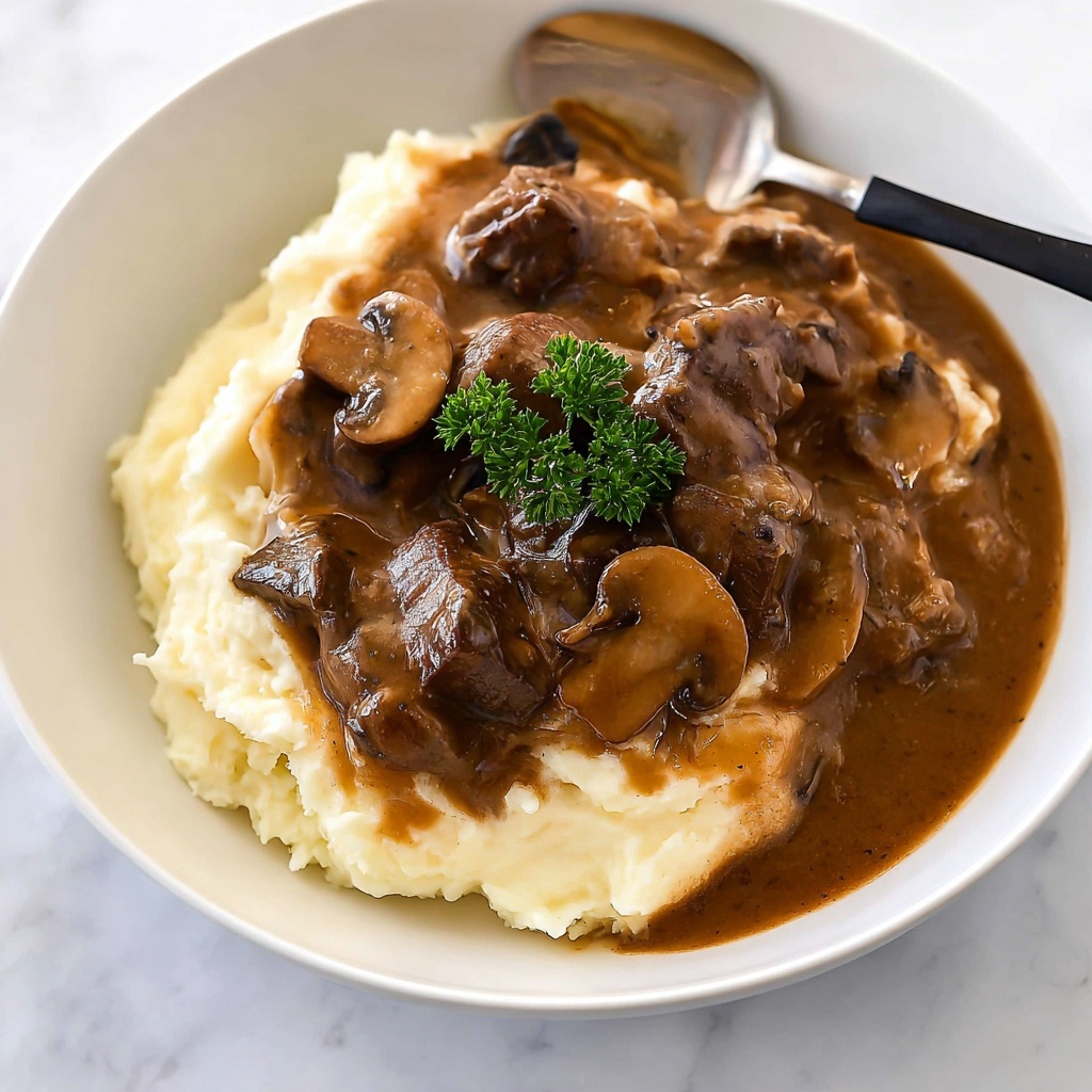 Beef Tips with Mushroom Gravy Recipe - Recipe Image