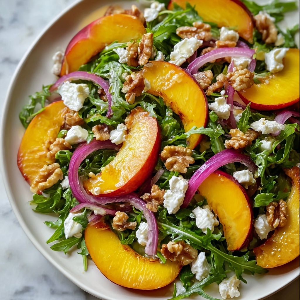 Peach Arugula Salad with Goat Cheese and Toasted Pecans Recipe - Recipe Image