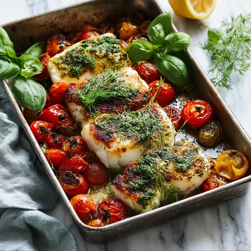 Psari Plaki (Greek Baked Fish with Tomatoes and Herbs) Recipe - Recipe Image