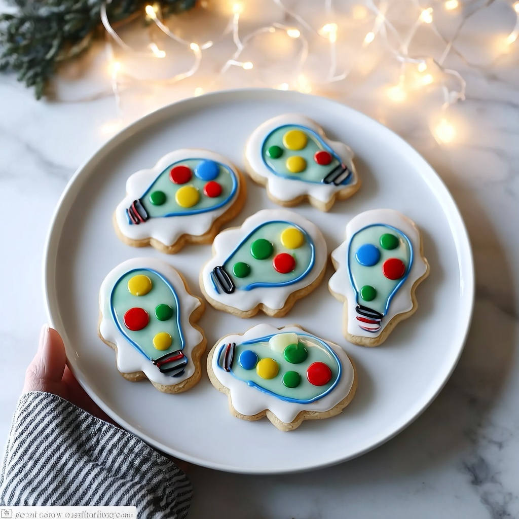 Christmas Lights Royal Icing Sugar Cookies Recipe - Recipe Image