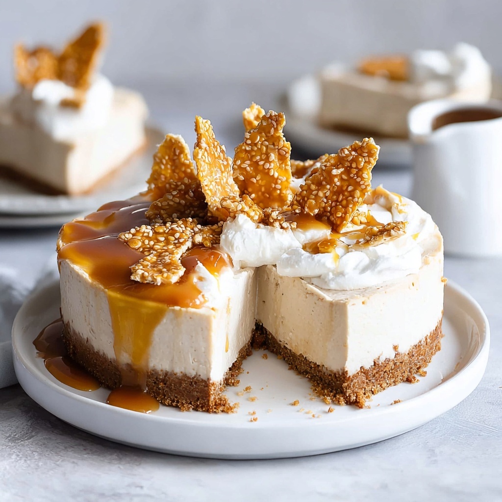 Vegan Tahini Cheesecake with Sesame Brittle Recipe - Recipe Image