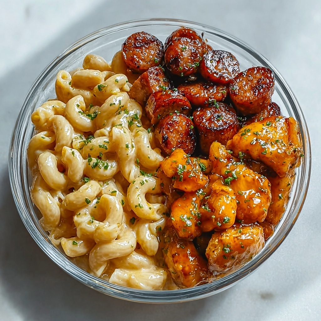 High Protein Honey Garlic Butter Chicken with Mac & Cheese Recipe - Recipe Image